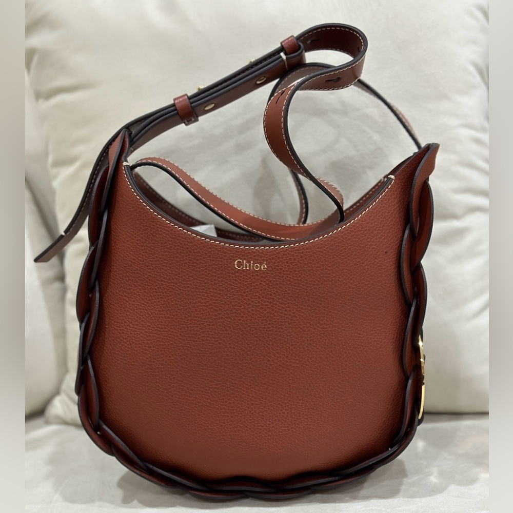 Chloe Chestnut Shoulder Bag with Braided Detail